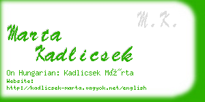 marta kadlicsek business card